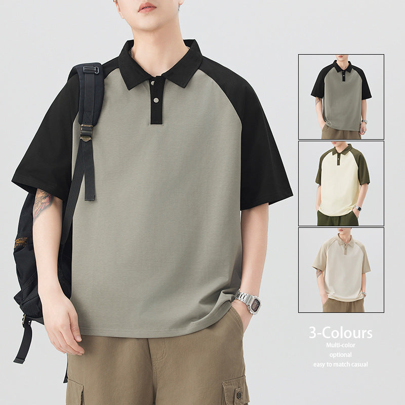 Color Block Polo – Raglan Sleeve Trendy Summer Tee