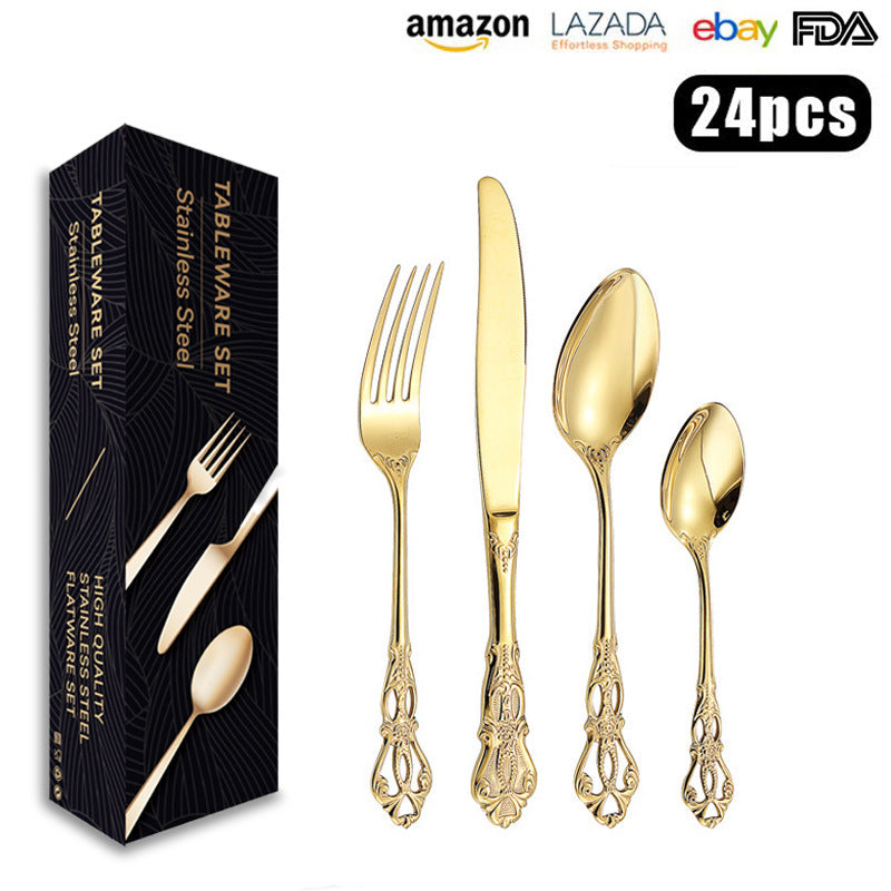 Imperial Court Stainless Steel Knife, Fork & Spoon 24-Piece Set