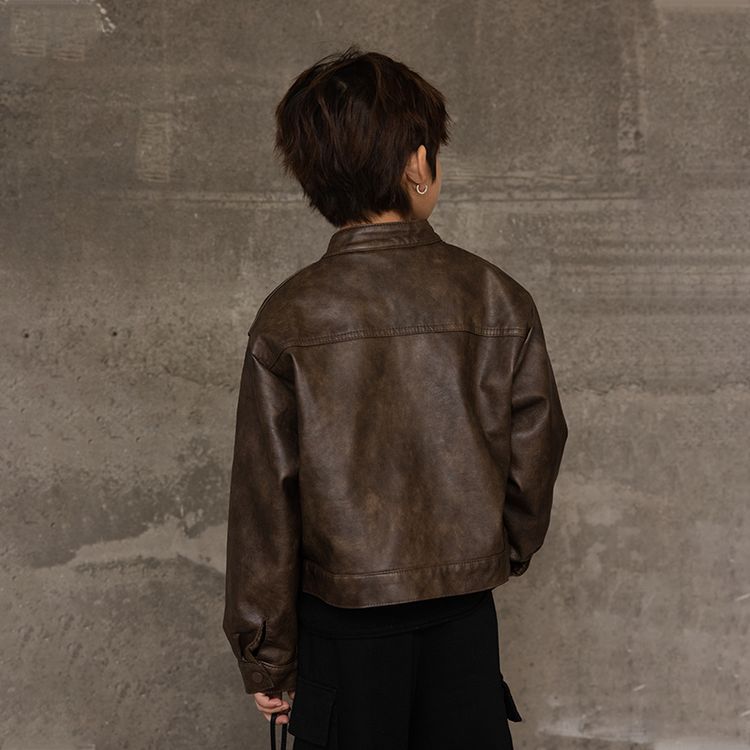 Boys Fleece-Lined Winter Leather Motorcycle Jacket 2025