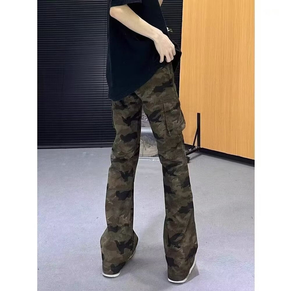 Men’s Retro Camouflage Micro-Flared Cargo Jeans