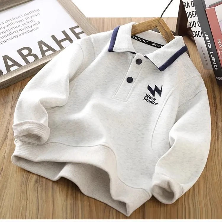 Boys’ Polo Sweater 2025 – Long Sleeve Casual Top – Kids Fashion Nepal | Tudoholic
