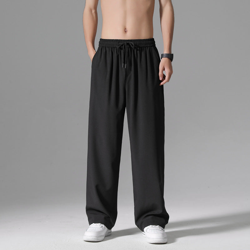 STOCK-Men’s Loose Ice Silk Pants - Summer Wide-Leg Trendy 2025