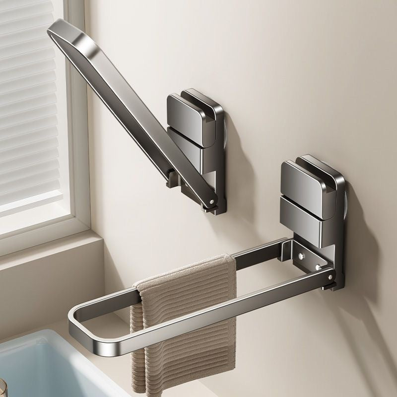 Suction Cup Foldable Bathroom Towel Rack Wall Hanging Rod