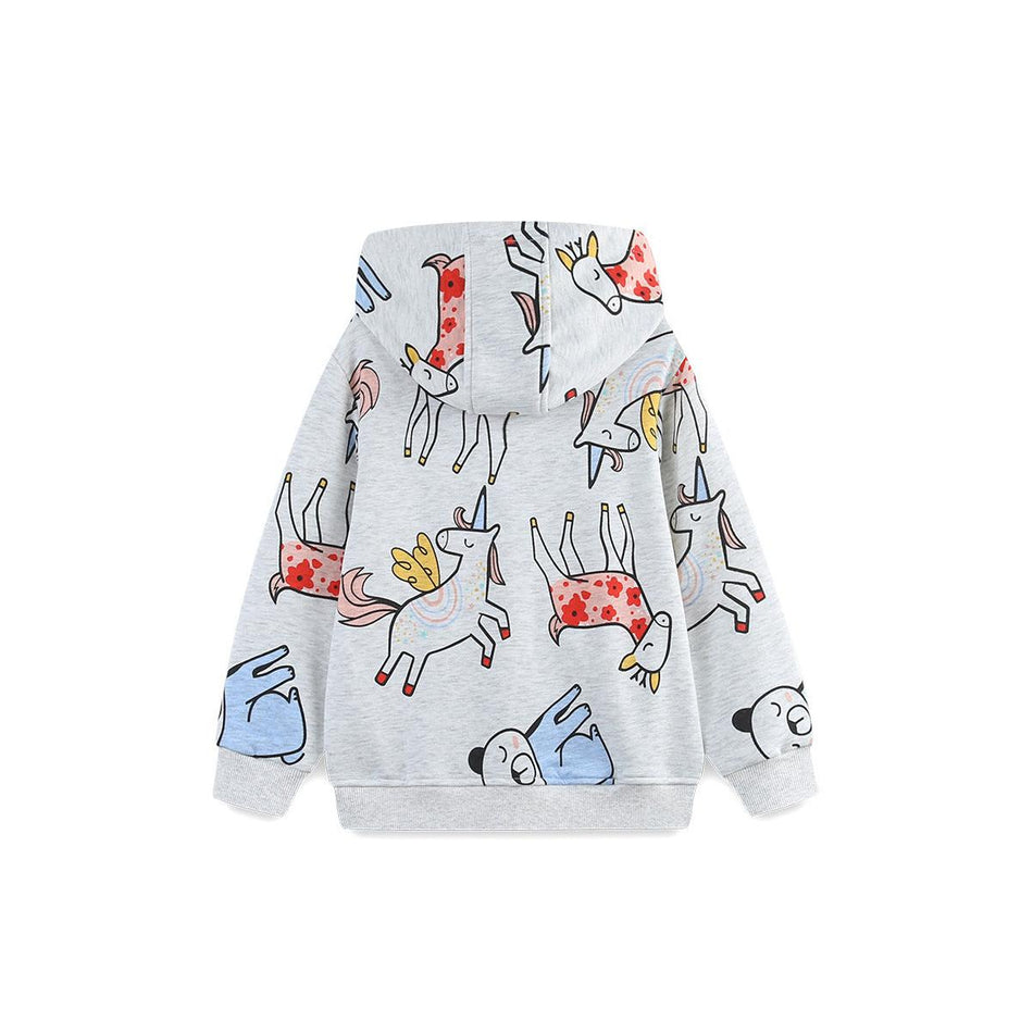Girls Knitted Hoodie Sweater Coat with Zipper
