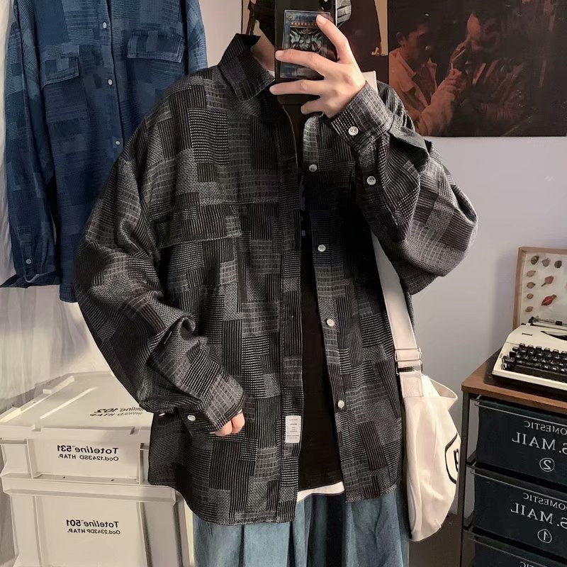 Men’s Vintage Japanese-Style Loose Denim Jacket Shirt