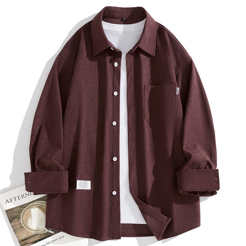 Men’s Corduroy Overshirt Retro Long Sleeve Casual