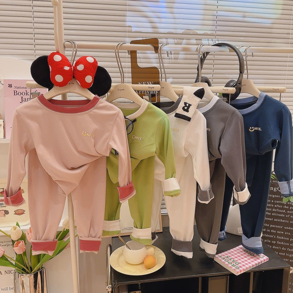 Korean Candy Color Kids Pajama Set Autumn & Winter