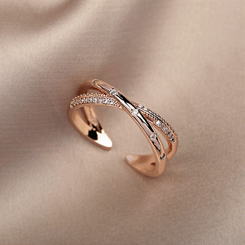 Cross Zircon Adjustable Ring for Women – Trendy Style