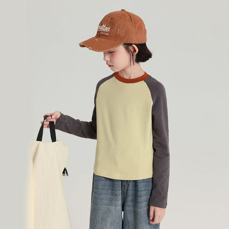 Pudding Haru Girls’ Color-Block Long-Sleeve T-Shirt – Kids Fashion Nepal | Tudoholic