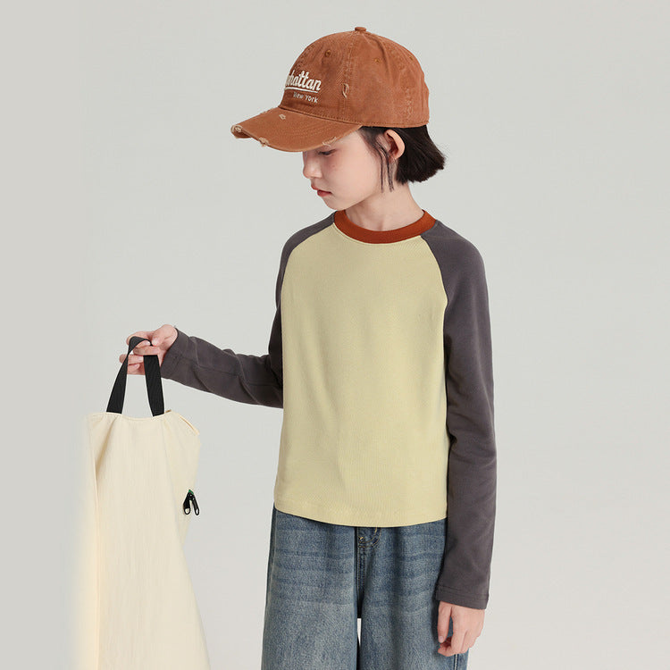 Pudding Haru Girls’ Color-Block Long-Sleeve T-Shirt – Kids Fashion Nepal | Tudoholic