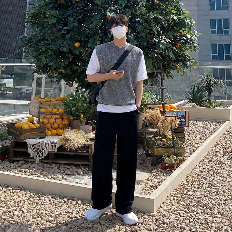 Sleeveless Sweater – Casual Round Neck Knit Vest