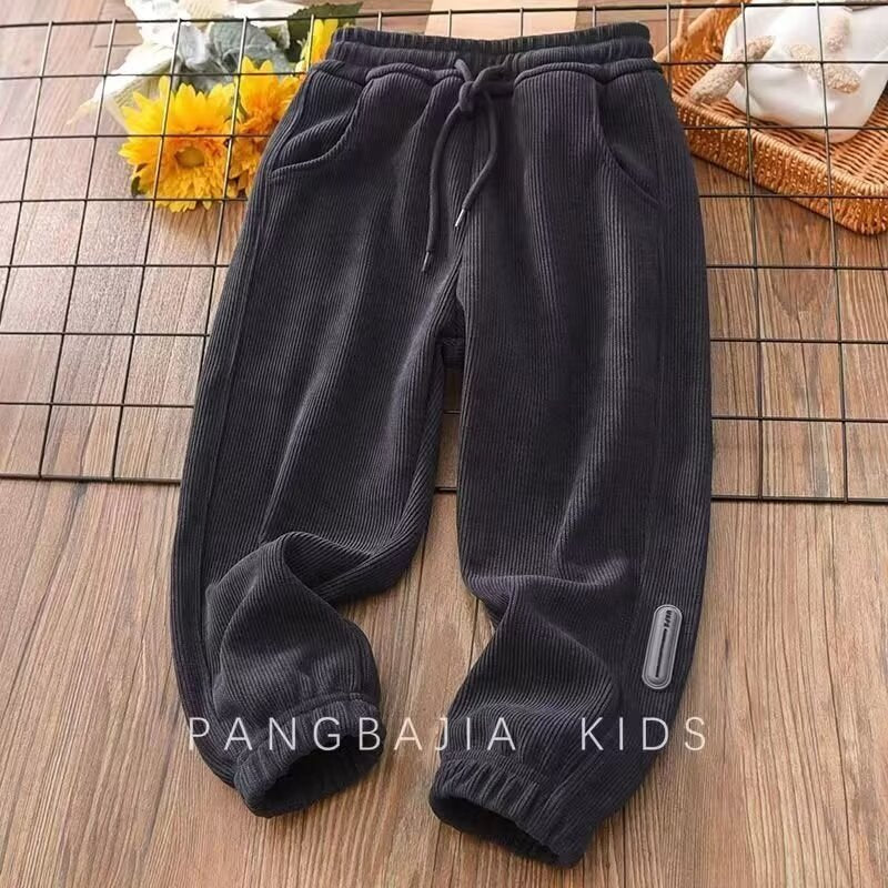 Boys' Fleece-Lined Pants Winter Warm Sports Trousers