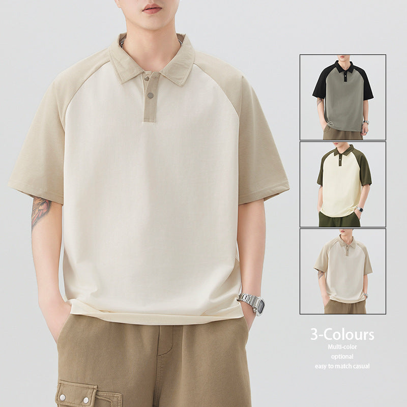 Color Block Polo – Raglan Sleeve Trendy Summer Tee