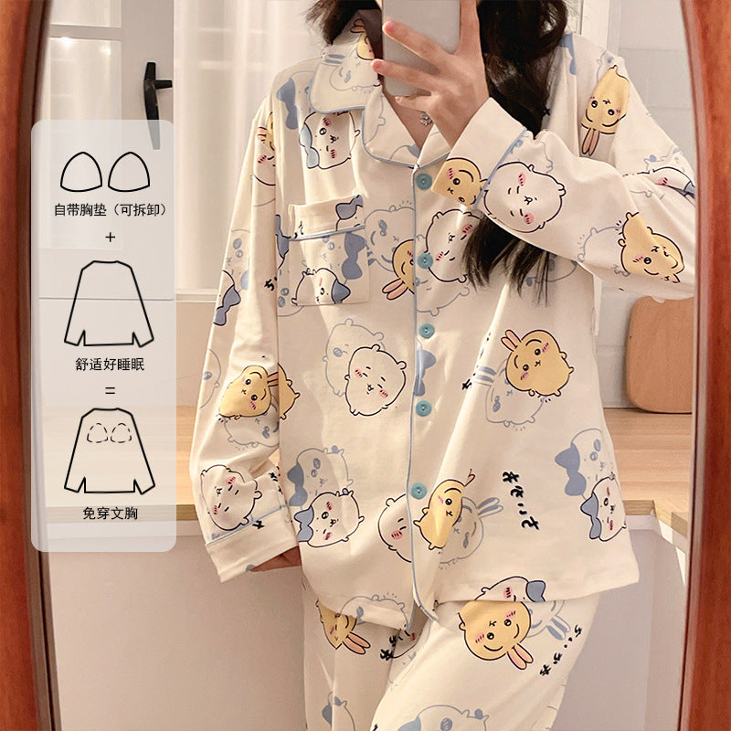 Bow-Knot Maternity Pajamas with Chest Pads
