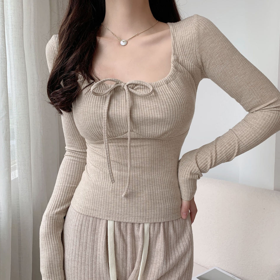 Pure Desire Peach Pink Long-Sleeved Top – Gentle & Stylish