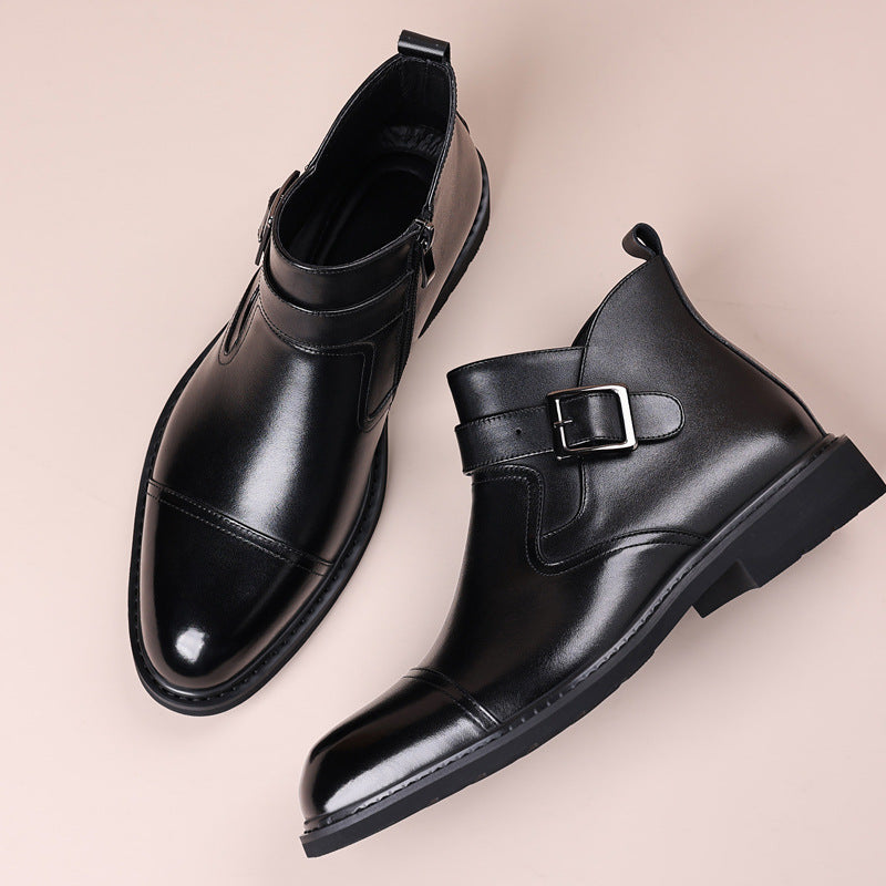Men’s Genuine Leather Chelsea Boots British Style Motorcycle