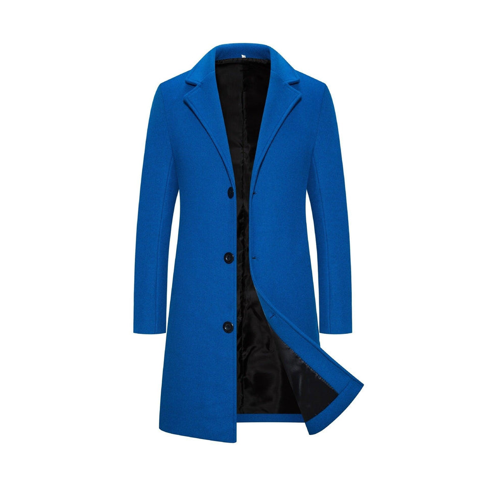 STOCK-Men’s Woolen Slim Mid-Length Coat – Autumn/Winter Trench