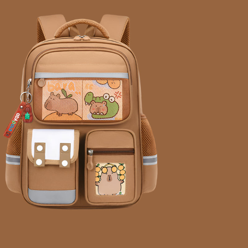 Capibara Kids’ Cartoon Schoolbag – Spine Safe Backpack