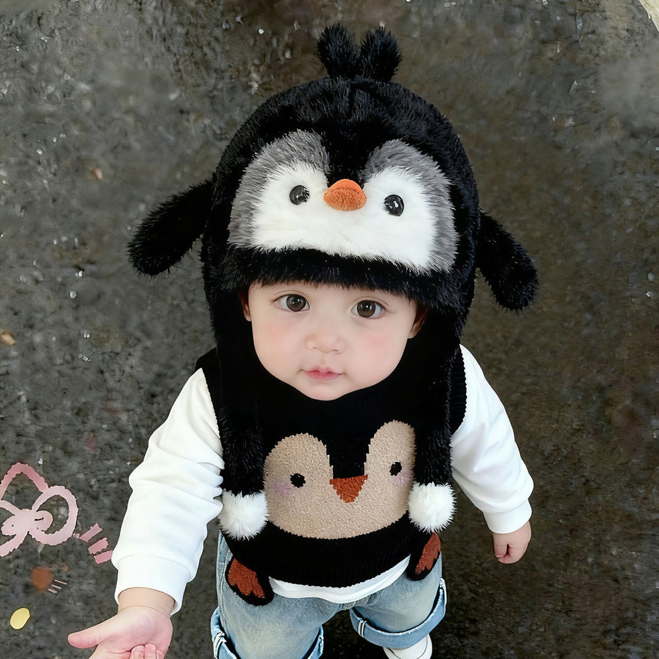 Children Winter Plush Penguin Hat Warm Windproof Ear Protect