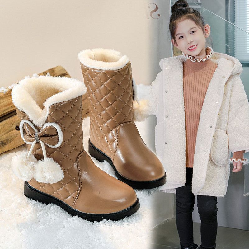 Girls’ Mid-Calf Snow Boots – Warm Winter Princess Style