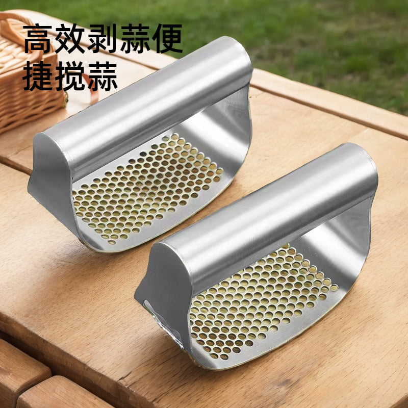 Stainless Steel Manual Ring Garlic Press Multi-Use Tool