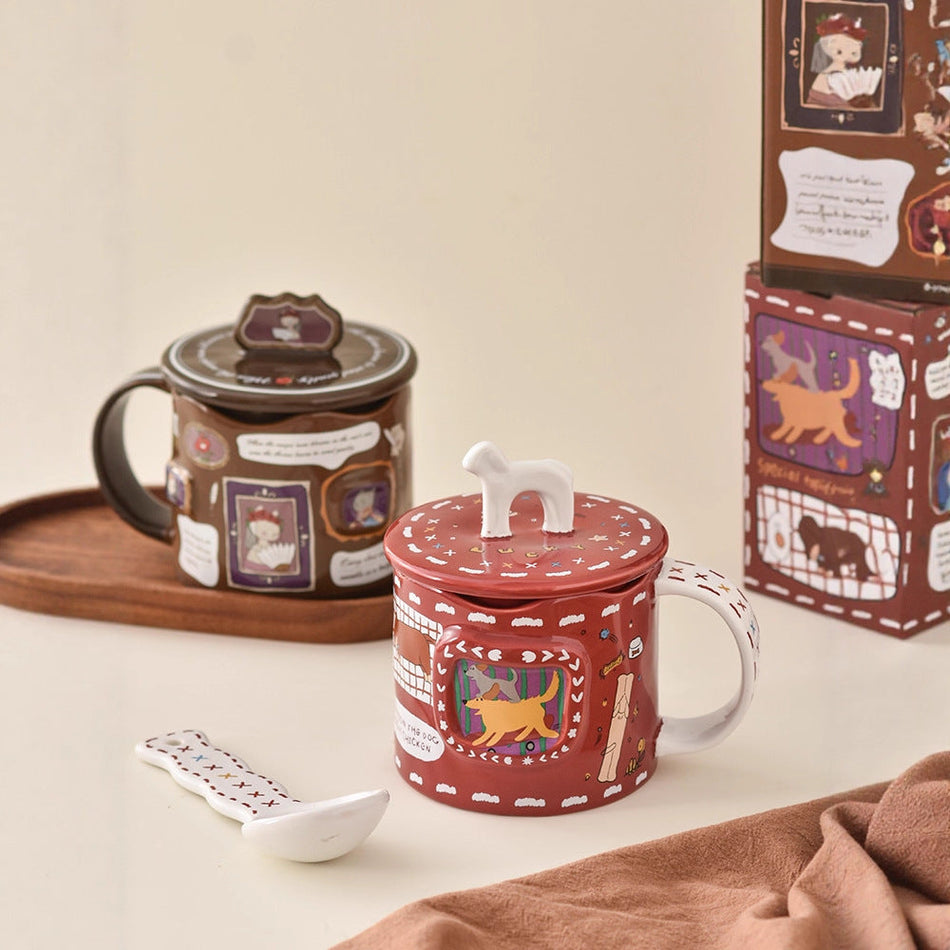 Designer Christmas & New Year Mug with Lid and Spoon
