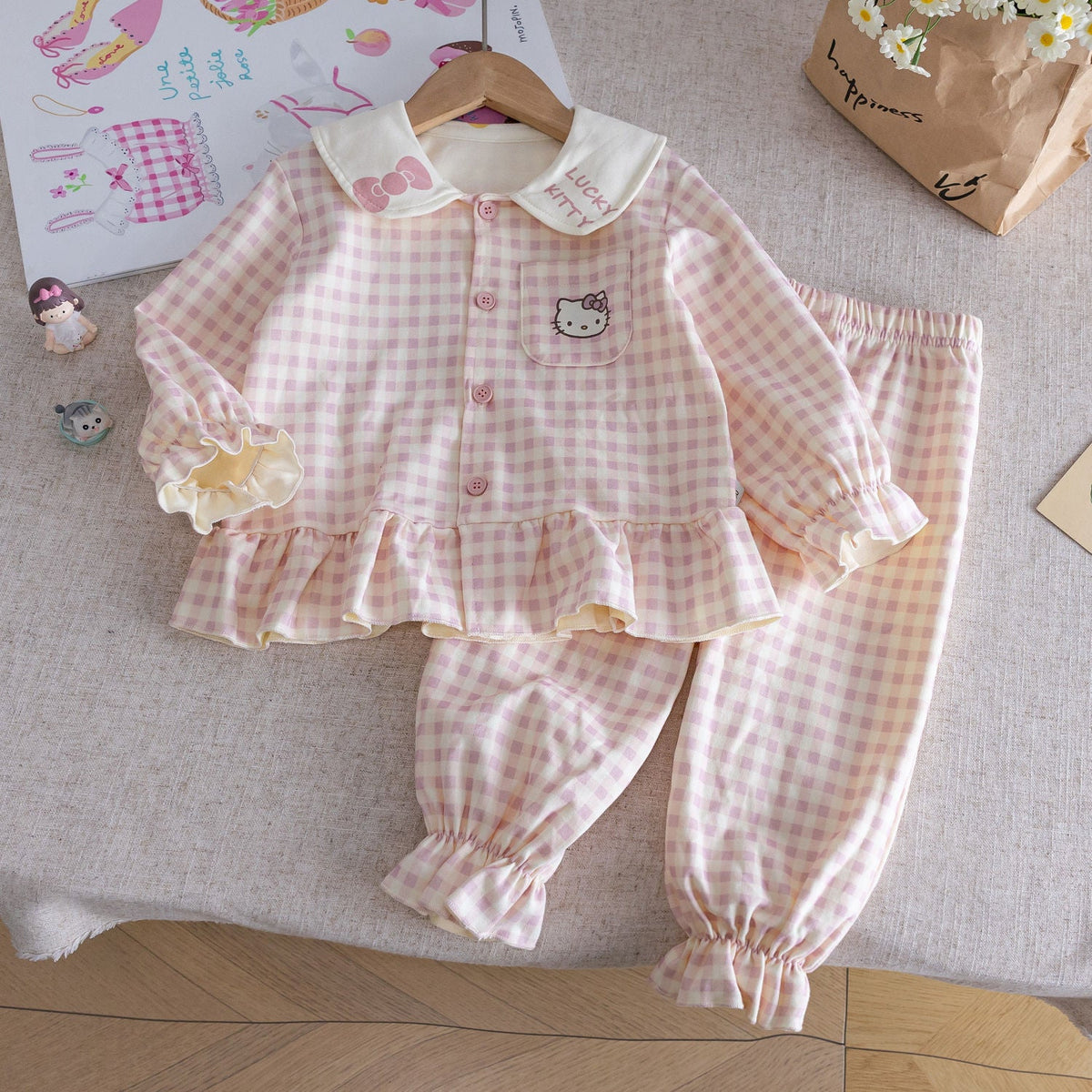 Baby Girls Korean Cartoon Pajama Set Spring Autumn – Pajamas – Image 6
