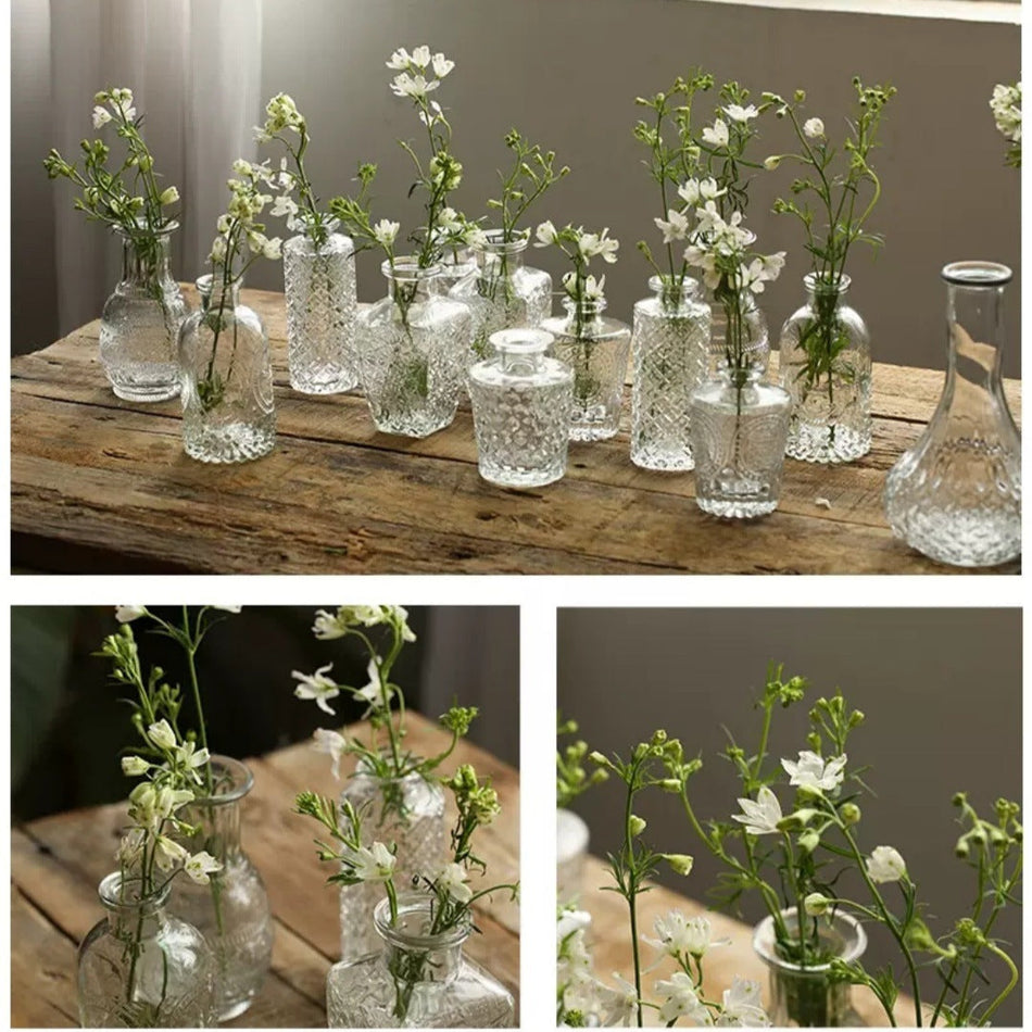 Vintage French Embossed Glass Vase – Small INS Style