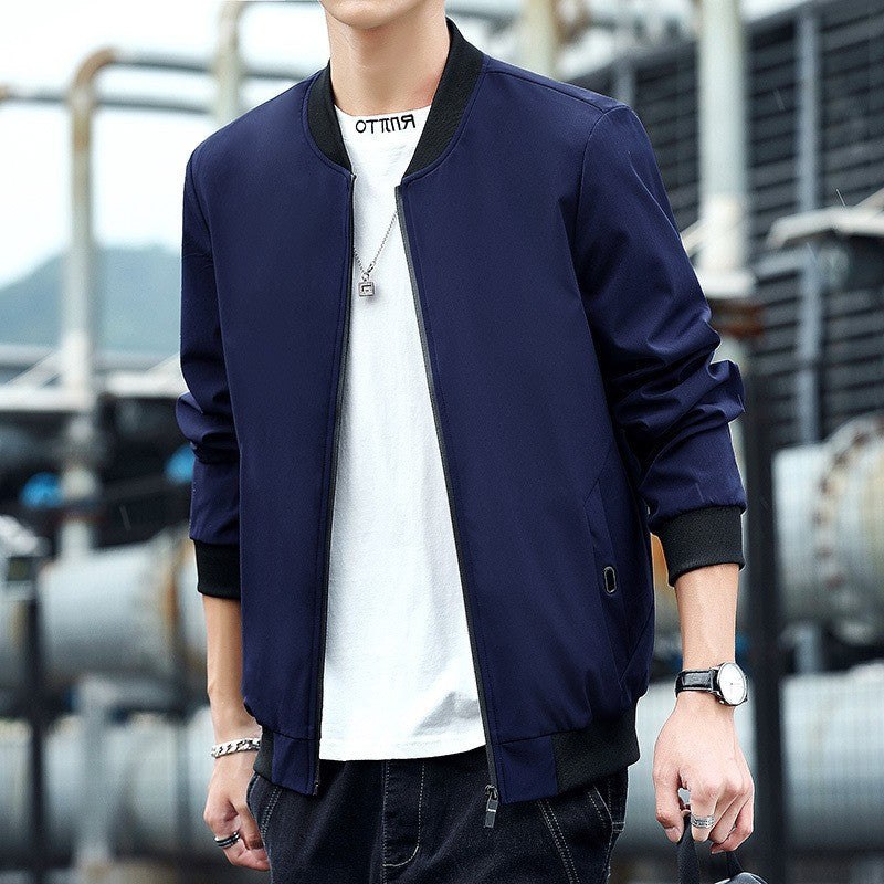 Men's Korean Style Baseball Jacket Spring Fall Casual Large
