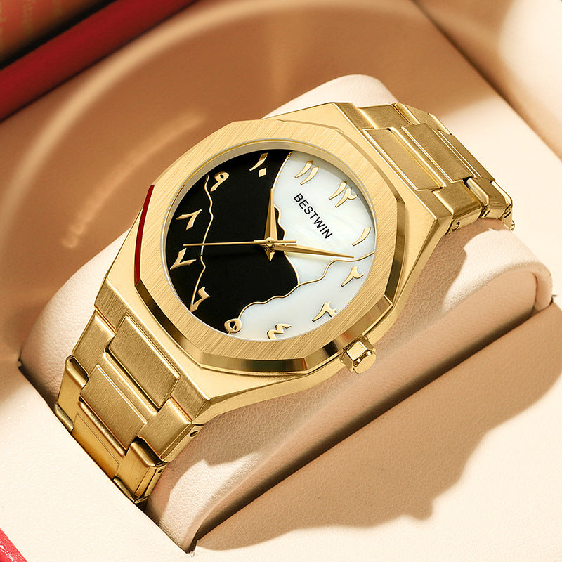 STOCK-Bestwin Gold Men’s Watch with Arabic Numerals