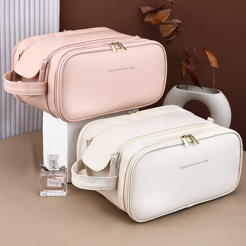 PU Three-Layer Double Zipper Cosmetic Bag