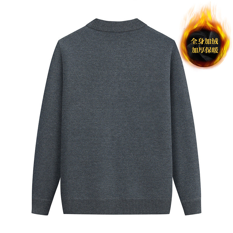 INSTOCK-Elderly Men’s Warm Velvet Knitted Grandpa Cardigan