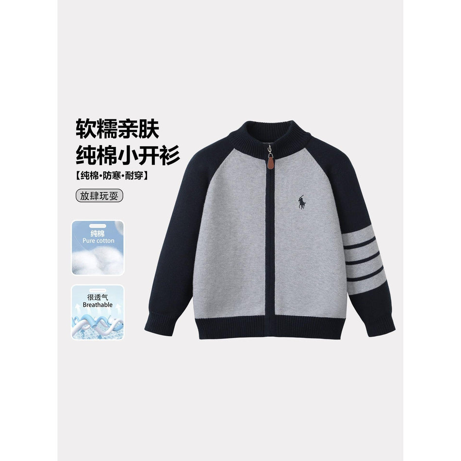 Children Pure Cotton Cardigan Boys Fleece Zipper Jacket 2025