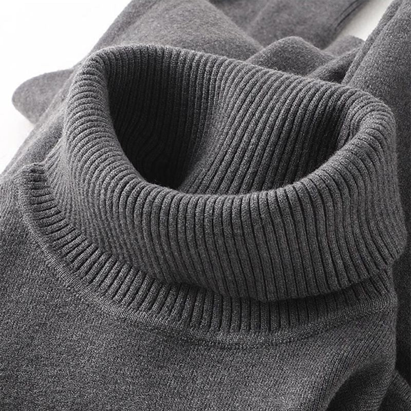 INSTOCK-Men’s Velvet High-Neck Knitwear Autumn Winter Slim Fit
