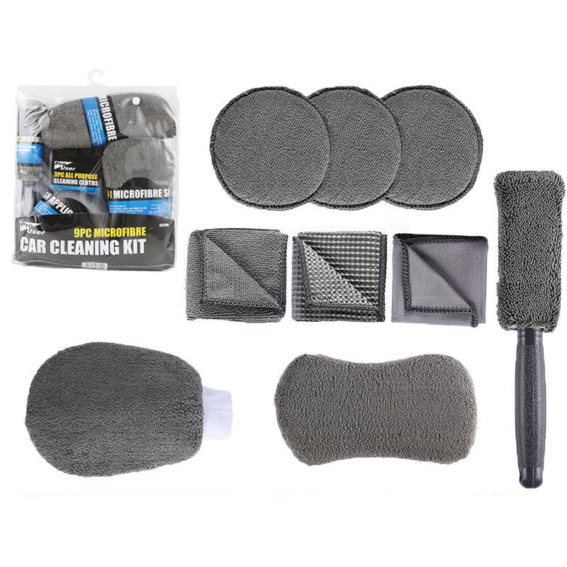 9-Piece Car & Home Cleaning Set with Gloves & Brushes