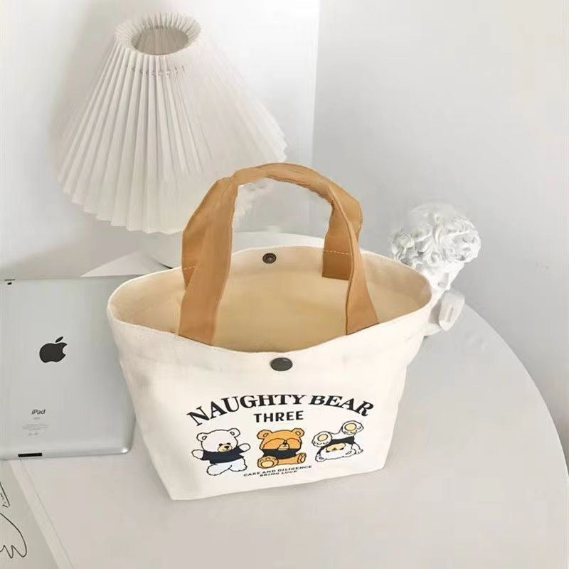 Bear Print Canvas Handbag – Cute & Casual