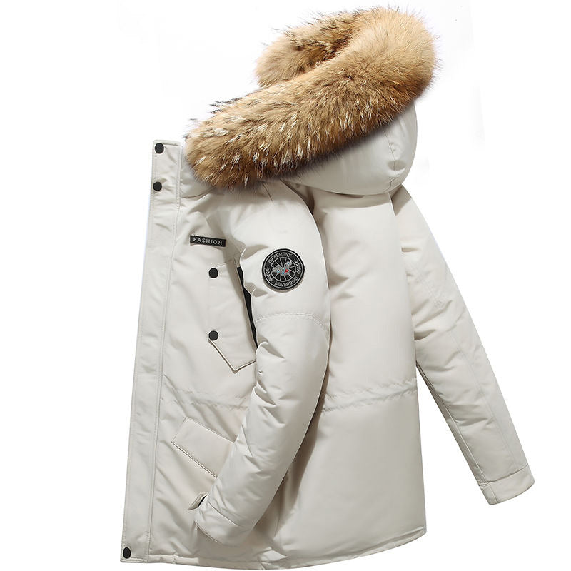 INSTOCK- Men’s Cold-Proof Hooded Jacket – Fur Collar Thickened