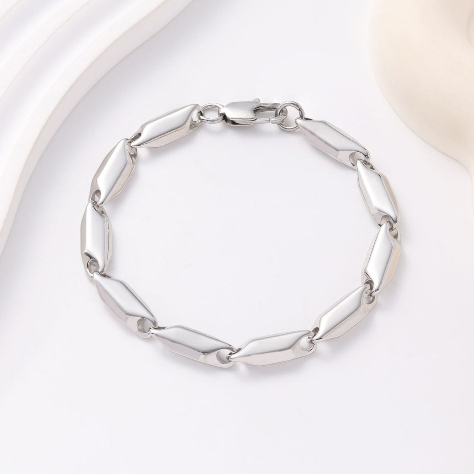 Men's Titanium Steel Ingot Bamboo Chain Bracelet Jewelry
