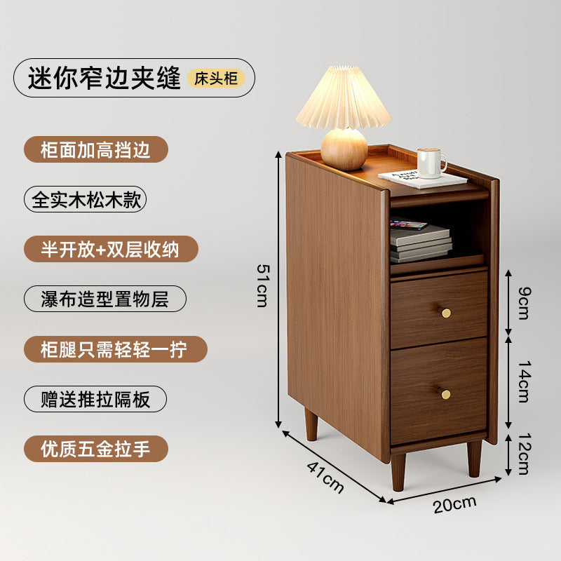 Solid Wood Sofa Side Table Narrow Corner Cabinet