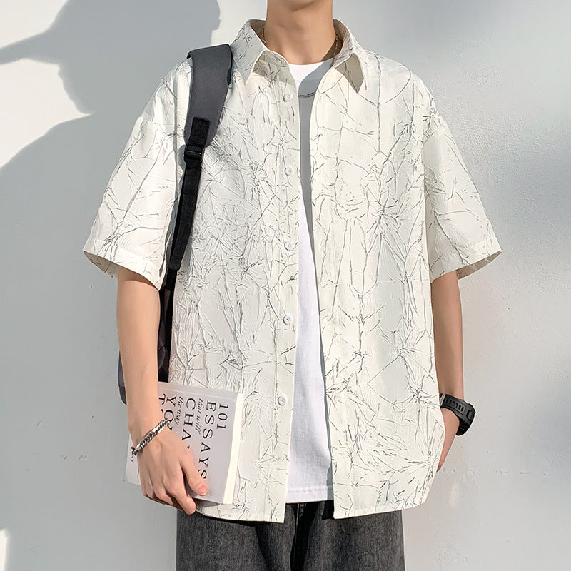 Men’s Ice Silk Loose Lapel Shirt – Lightweight Casual Top