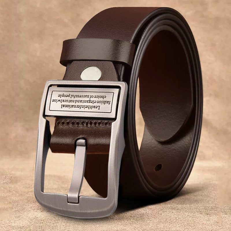 Men’s Genuine Leather Belt – Pin Buckle Business Casual