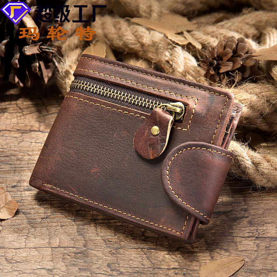 Maroon Anti-Theft Cowhide Wallet – Slim & Stylish Design