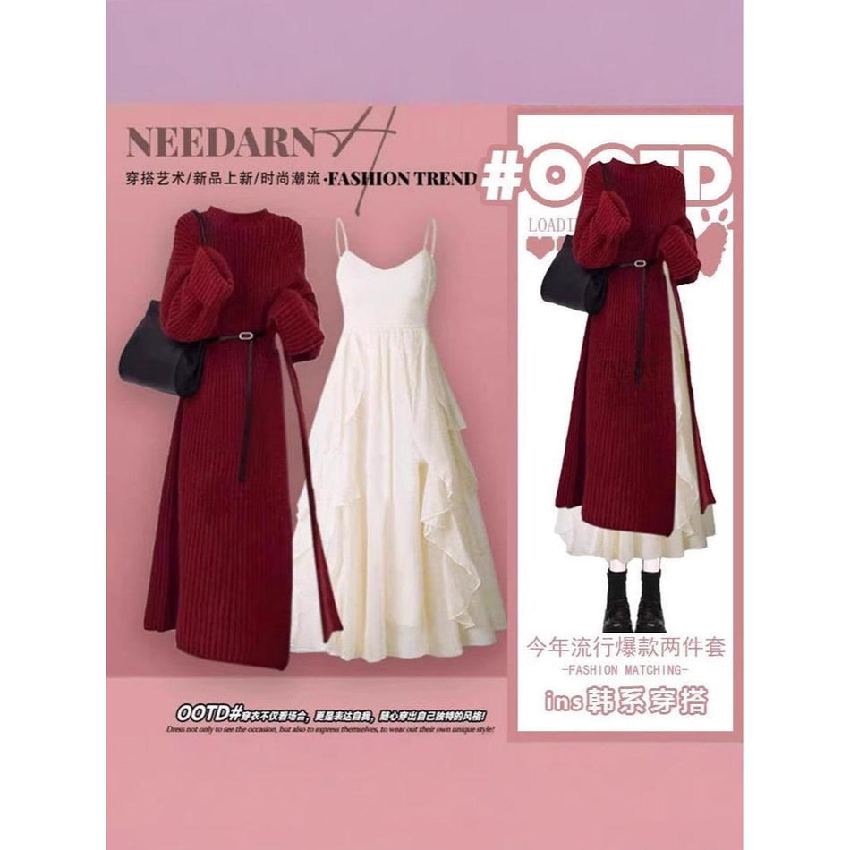 Women’s French-Style Knitted Sweater & Skirt Set