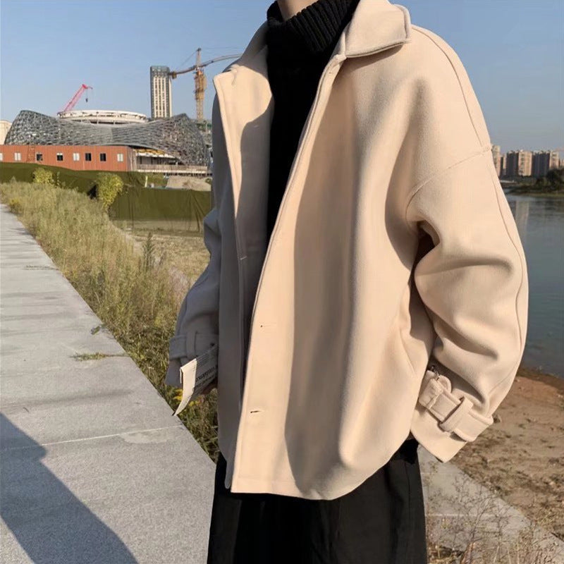 Men’s 2021 Woolen Short Trench Coat – Korean Style