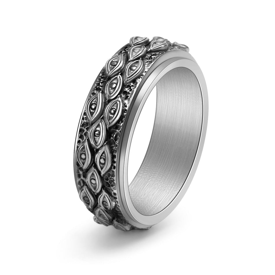 Retro God's Eye Rotatable Ring Stainless Steel Men's Jewelry