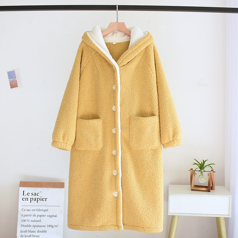 INSTOCK- Women’s Lambskin Winter Pajamas Warm Velvet Nightgown