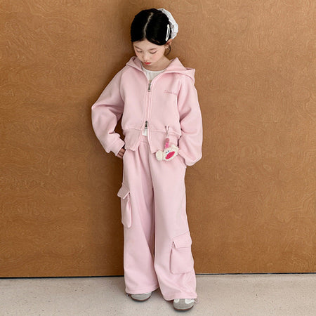 Girls Hooded Top & Cargo Pants Two-Piece Set – Spring Autumn Kids Outfit Nepal | Tudoholic