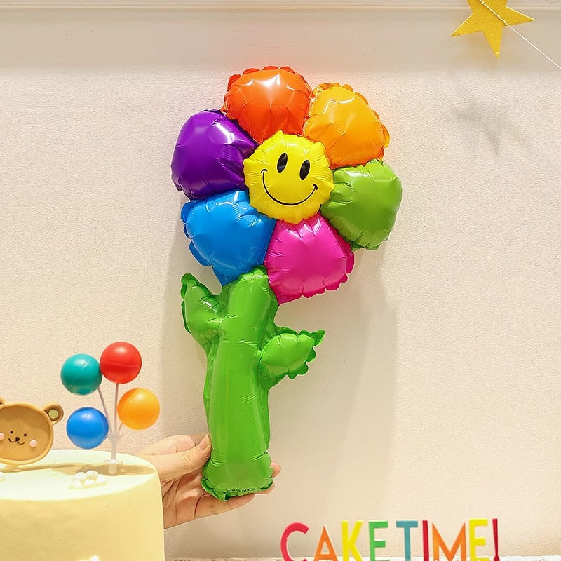 INSTOCK-(45 PC). Sunflower Handheld Aluminum Foil Balloons – Cute