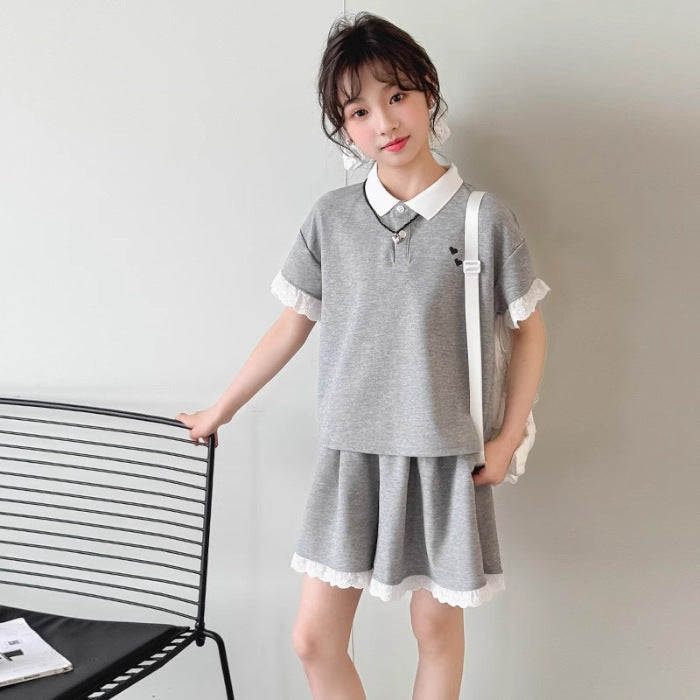 Girls Korean Polo Shorts Summer Two-Piece Set – Baby & Children's Outfits – Image 6