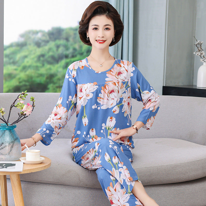 Cotton Silk Pajama Set – Elegant Long Sleeve for Women